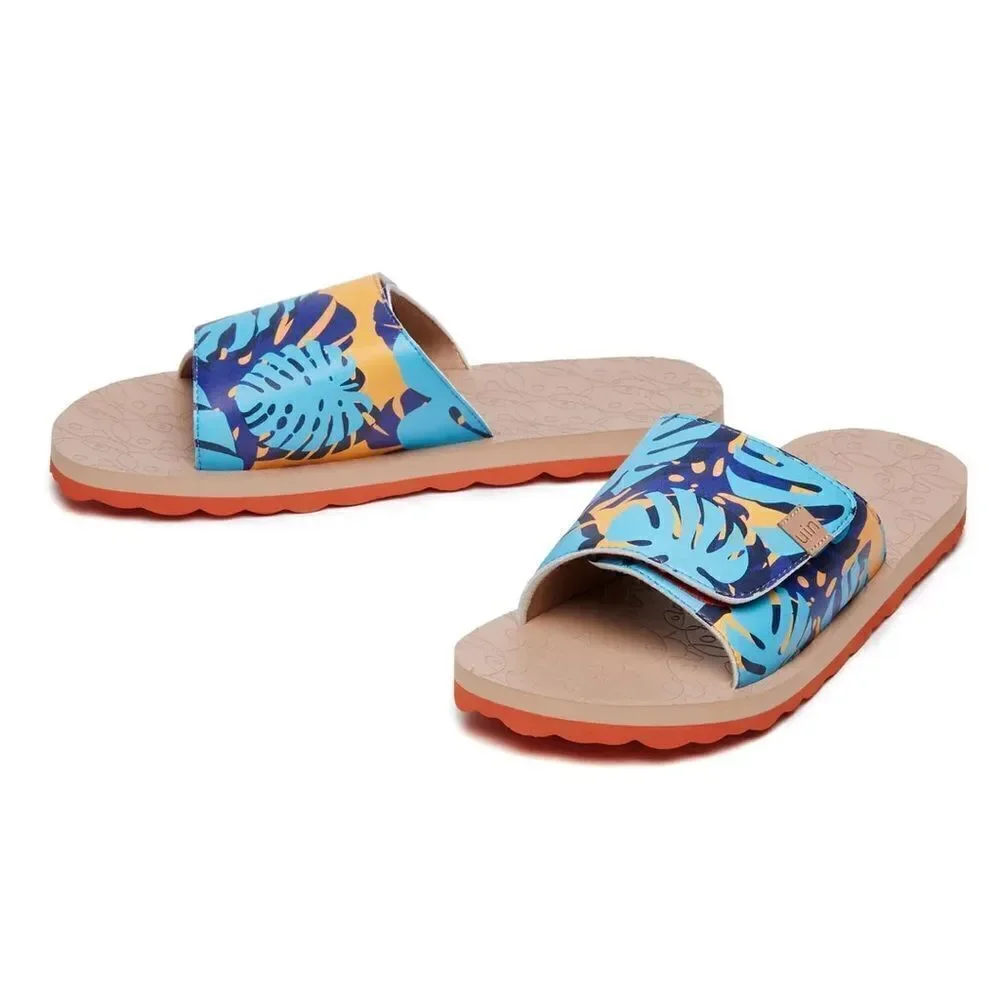 UIN Men's Flip Flops Beach Summer Slippers Non Slip (Turtleback Leaf Blanes III)